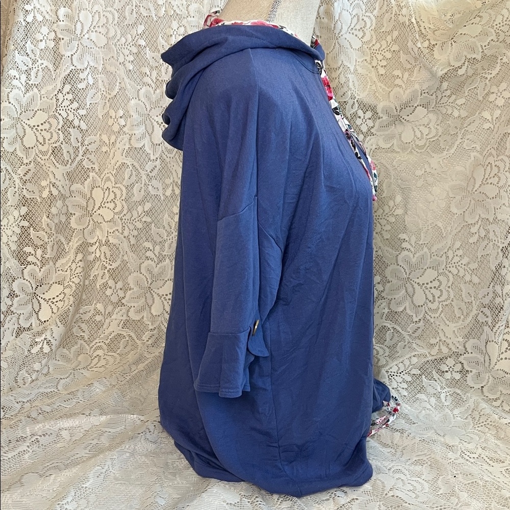 Matilda Jane Blue Hooded Top with Floral Details Women's Size Large - Picture 2 of 8